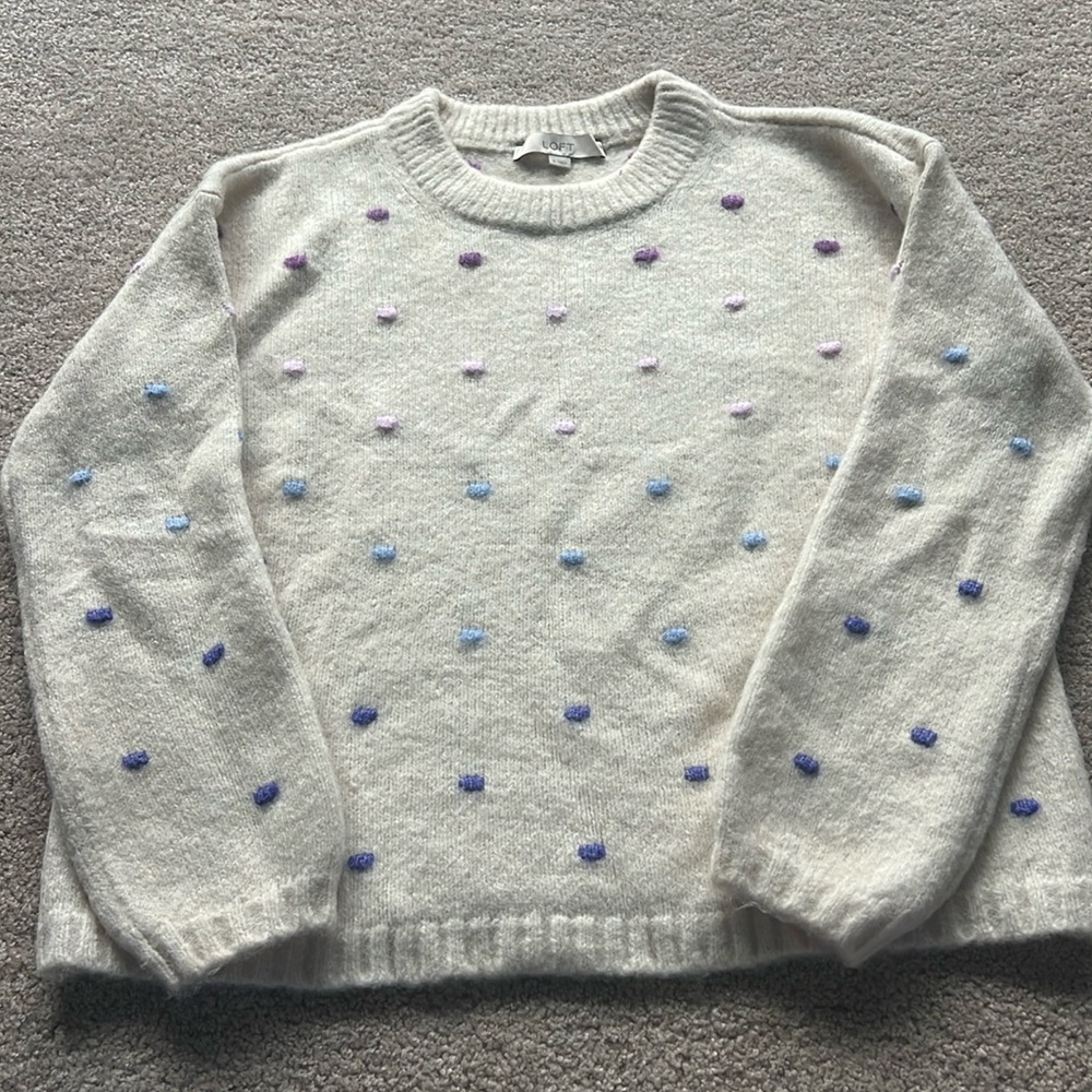 Loft Size Small- Cream with ombré poke a dots sweater